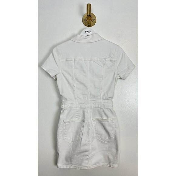 GOOD AMERICAN Fit for Success Denim Utility Dress Denim in Wash White Size Small - Picture 9 of 15